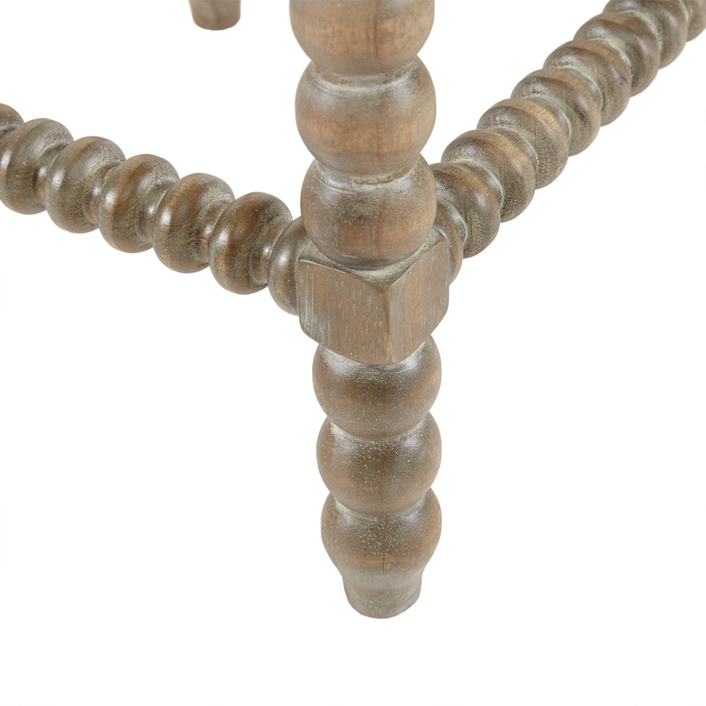 JLA Home Madison Park - Counterstool Christine Upholstered Light Grey with Bronze Nailhead Trim, Reclaimed Grey Wood Turned Legs MP104-0762