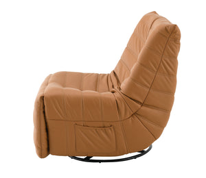 English Elm Talmon Plush Chenille Glider Recliner with 360° Swivel, Manual Recline, Foam Comfort, Low Clearance Orange 37.5 L x 32.7 W x 37 H B2726P245872