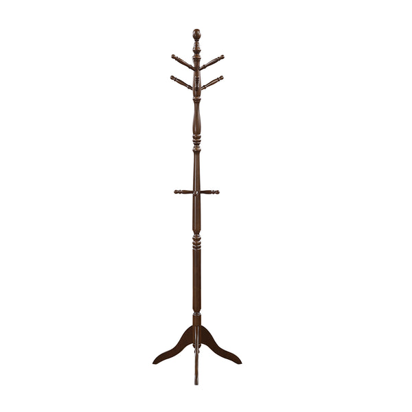 English Elm Dark Solid Wood Coat Rack with 10 Hooks, 3-Tier Tall Entryway Stand for Hats Coats Scarves Bags Dark Brown 25 L x 6.25 W x 4.25 H B011P361927