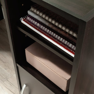 English Elm Desk, Sleek Brown Finish With Adjustable Storage - Ideal For Compact Home Office Or Bedroom Use B356P402653