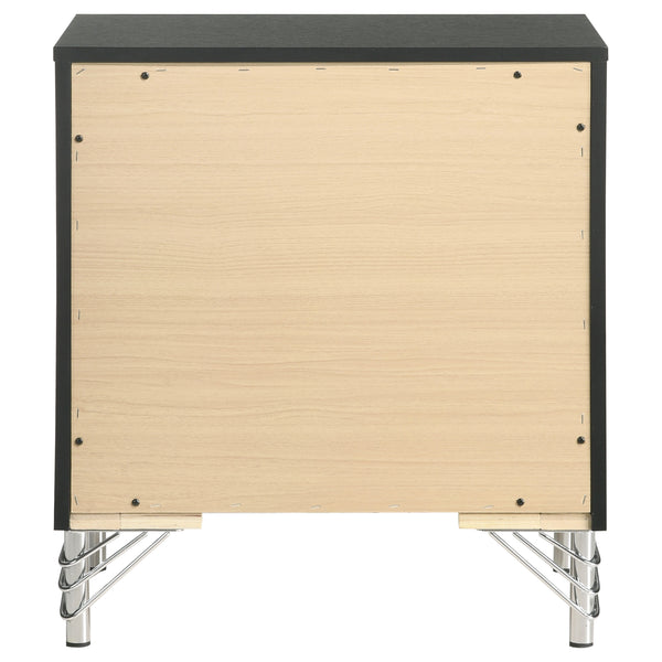 English Elm Malcolm Glam 2-Drawer Nightstand with Chrome & Acrylic Accents, Black Finish, Decorative Legs, Storage B062P378331
