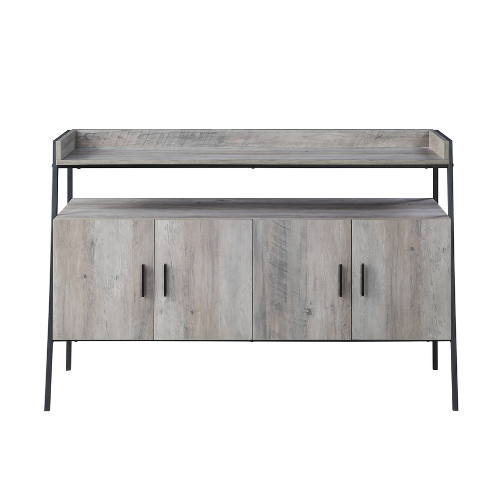English Elm 52-Inch TV Stand Gray Oak & Black - Trapezoid Metal Frame, 2 Cabinets + Open Shelf for Media B016P317150