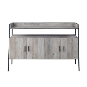 English Elm 52-Inch TV Stand Gray Oak & Black - Trapezoid Metal Frame, 2 Cabinets + Open Shelf for Media B016P317150