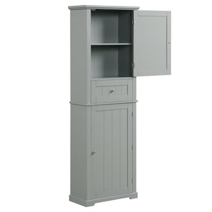 English Elm Tall Bathroom Storage Cabinet - Stylish Freestanding Organizer With Drawer & Adjustable Shelf In Grey N725P206890E-GIGA
