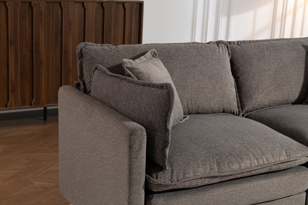 English Elm Modern Chenille Sectional Sofa with Chaise Lounge Solid Wood Frame Living Room Seating Antique Grey W2530P463107