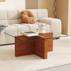 English Elm Only Square Tempered Glass Table Top Heat Resistant Clear Surface for Dining W1151P209992