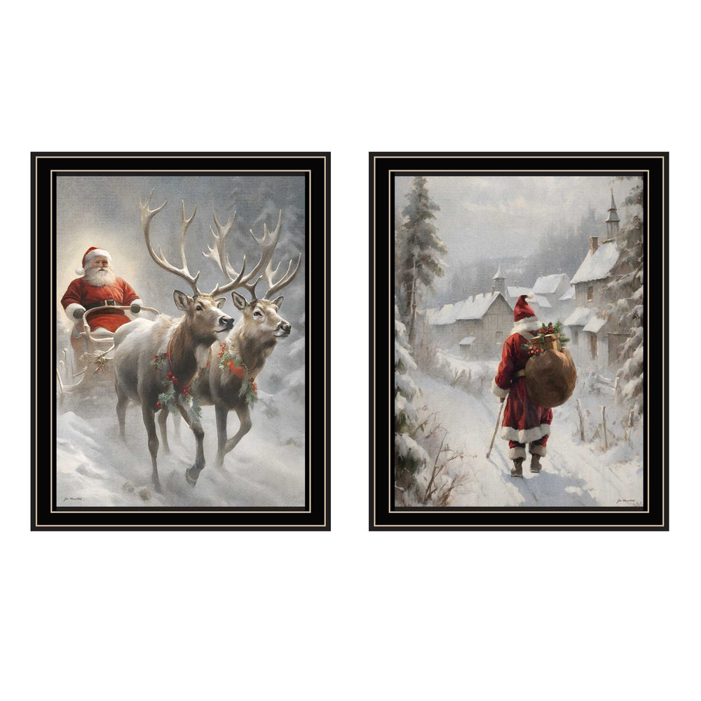 English Elm Trendy Decor 4u Christmas Eve 2 Piece Black Framed Holiday Wall Art Set B067P252306