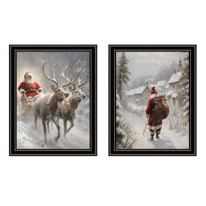 English Elm Trendy Decor 4u Christmas Eve 2 Piece Black Framed Holiday Wall Art Set B067P252306