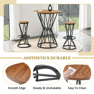 English Elm Single Package Industrial Bar Set Round Mdf Top with Metal Frame Seats 2 for Kitchen Walnut+Black W1151P434792