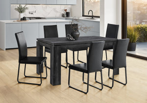 English Elm Dining 60" Rectangular Black Reclaimed Look Dining Table for 6 — Thick Block Legs, Modern MDF Finish B2710P286988