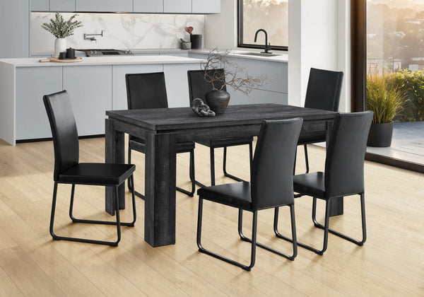 English Elm Dining 60" Rectangular Black Reclaimed Look Dining Table for 6 — Thick Block Legs, Modern MDF Finish B2710P286988