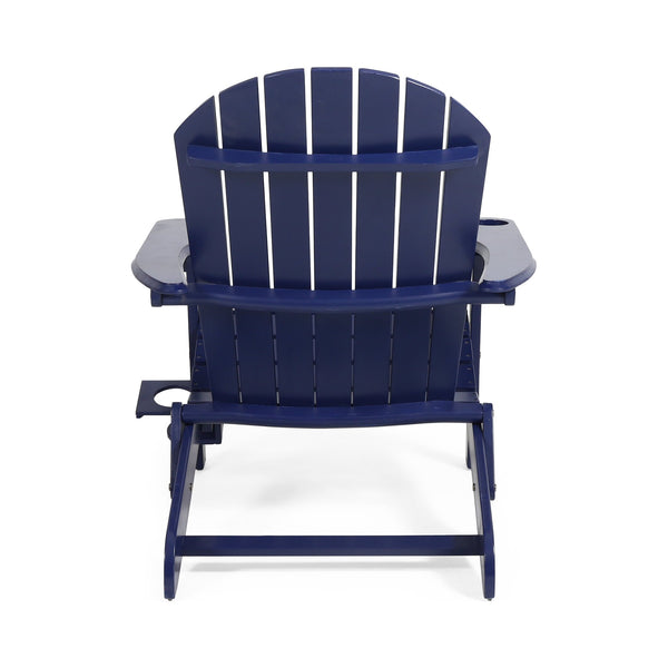 English Elm Christopher Knight Home® - BELLWOOD Adirondack Chair with Folding Design, Rustic Outdoor Wood Seat, Built-In Cup Holder Comfort Blue 37.75 L x 26.75 W x 8.5 H 68940.00BLU