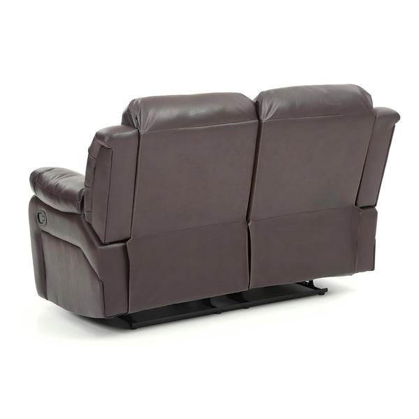 English Elm Glory PU Reclining Loveseat with Channel Tufted Back for Lumbar Support and Compact Spaces Comfort Dark Brown 26 L x 63 W x 30 H B078108401