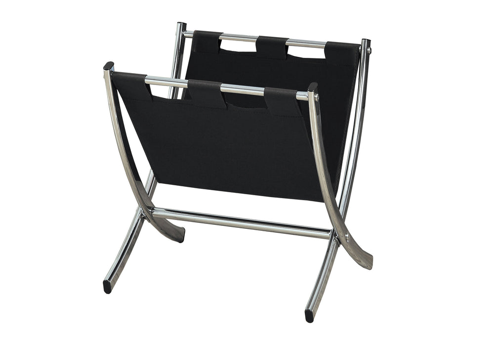 English Elm Magazine Freestanding Leather-Look Rack with Chrome Frame — Sleek Organizer for Magazines, Tablets, Living Room Storage B2710P218916