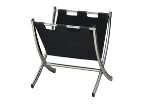 English Elm Magazine Freestanding Leather-Look Rack with Chrome Frame — Sleek Organizer for Magazines, Tablets, Living Room Storage B2710P218916