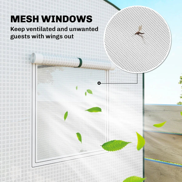 English Elm Stable Steel Frame Mini Greenhouse Uv Resistant Pe Cover Outdoor Patio Garden Shelter T3971P468253
