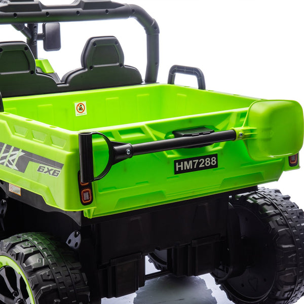 English Elm 24v Two Seat Kids Electric Dump Truck Six Wheel 4wd Utv with Parental Remote Green W1578P268992