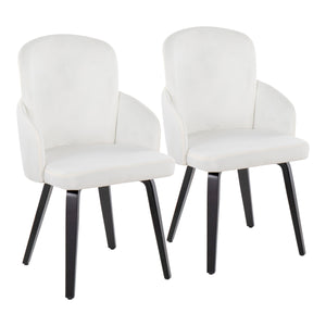 English Elm Contemporary Velvet Dining Chairs with Bentwood Legs and Gold Accents Set of 2 B202S01211