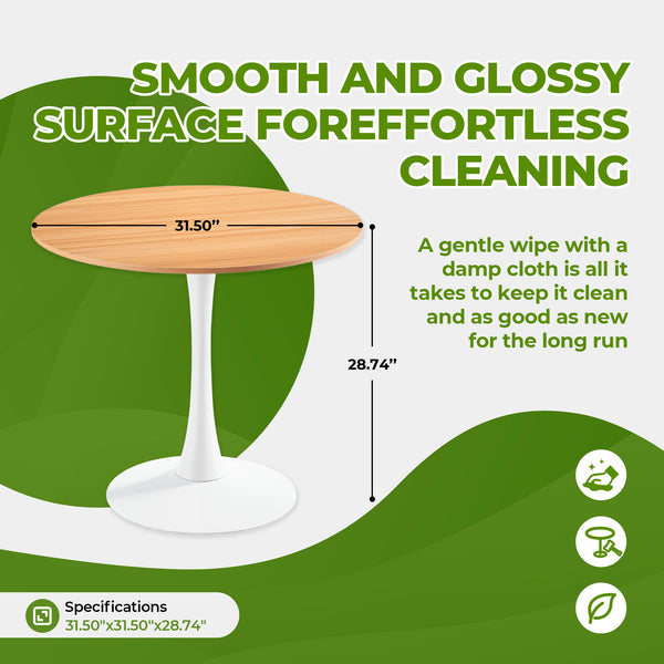 English Elm 1+4 Round Marble-look Mdf Pub Set with Metal Base for Kitchen or Home Bar W234S00139