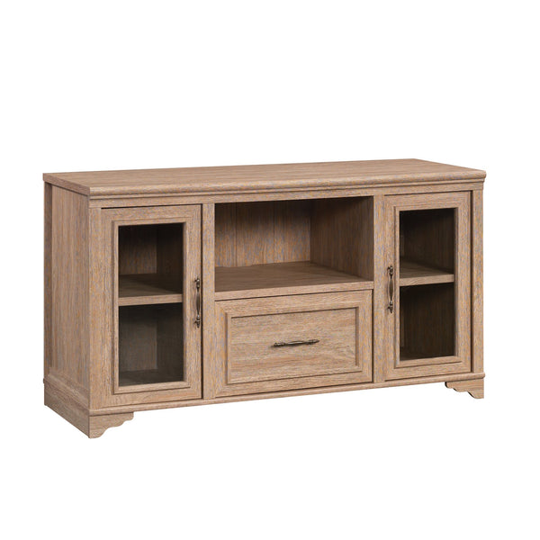 English Elm Credenza, Versatile Brown-Finish Storage Solution With File Drawers And Cable Management System B356P367828