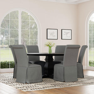 English Elm Catrina Elegant Upholstered Skirted Dining Chair Set of 2 with Rolled Tall Back, Plush Comfort and Chic Style LIGHT GREY B062P299964