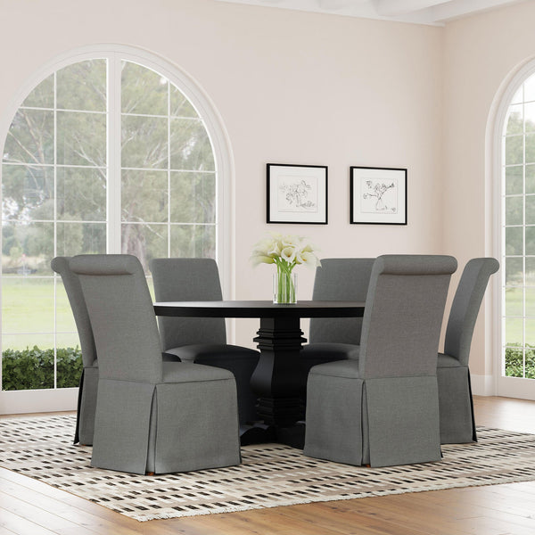 English Elm Catrina Elegant Upholstered Skirted Dining Chair Set of 2 with Rolled Tall Back, Plush Comfort and Chic Style LIGHT GREY B062P299964