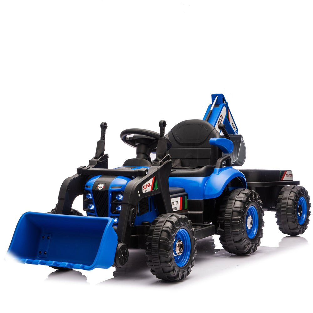 English Elm 24v Kids Electric Tractor with Swappable Construction Attachments and Parent Remote W1578P230011
