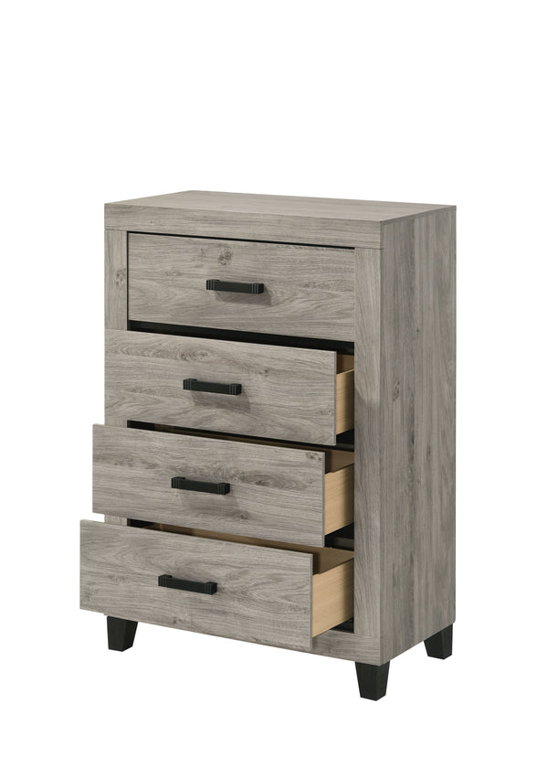 English Elm Mari Modern Wood Dresser with 6 Dovetail Drawers, Smooth Metal Glides, 3/4 Extension, Safety Stop Light Gray 48.3 L x 34.3 W x 19.3 H B2726P292252
