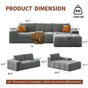 English Elm L-Shaped Modular Sofa - No Assembly, Deep Seat Comfort, Soft Upholstery For Modern Living Spaces W3737S00006