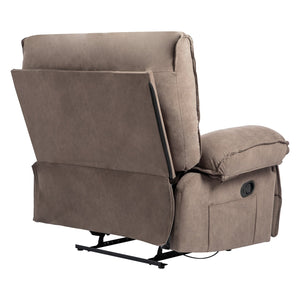 English Elm Oversized Velvet Push-Back Recliner Chair Sofa with Massage Pillow, Super Soft Fleece Comfort and Easy Assembly Brown W1403S00004