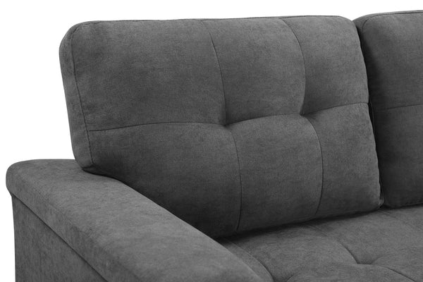 English Elm Jardin Reversible L-shaped Sectional Sleeper Sofa with Chaise Storage and Tufted Fabric Gray B2749S00175