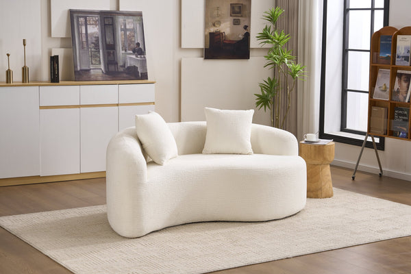 English Elm LY-042 Zen-Inspired S-Curved Dual-Depth Loveseat with Chenille Upholstery, Ready-to-Use Comfort White W2231P329713