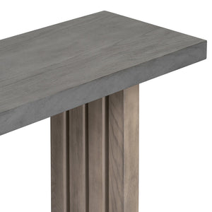 English Elm U_style Oak Veneer Console Table Sculptural Cutout Sides for Entryway or Hallway N711P241282M