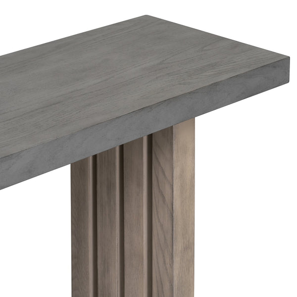 English Elm U_style Oak Veneer Console Table Sculptural Cutout Sides for Entryway or Hallway N711P241282M