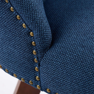 English Elm Counter Curved Back Swivel Barstool Set of 2 with Thick Foam & Steel Spring Cushion, 360° Rotation, 300lb Capacity Blue W1143P237897