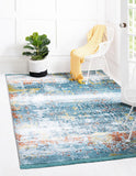 Unique Loom Baracoa Alamar Machine Made Abstract Rug Blue, Olive/Turquoise/Yellow 8' 4" x 10' 0"