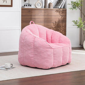 English Elm Giant Corduroy Bean Bag with Armrests Shredded Foam Lounge Chair for Living Room Pink W2200P442630