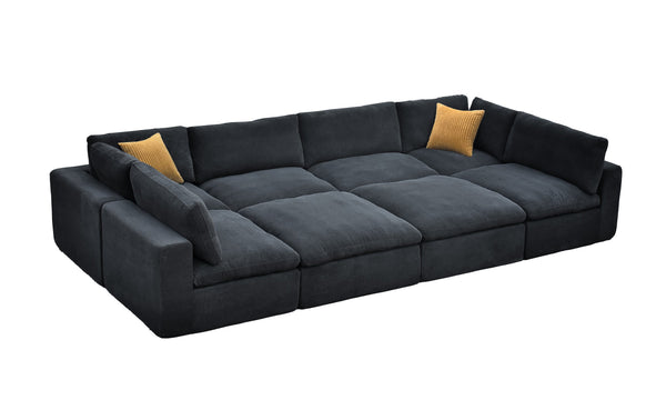 English Elm Coffee Bean Textured Upholstery Modular Sectional Low Profile Sofa with Toss Pillows Dark Gray B2748S00082