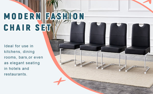 English Elm Set Of 4 Black Ergonomic Dining Chairs With Spring Support - Modern Comfort & Style For Any Space W3226P279080-GIGA