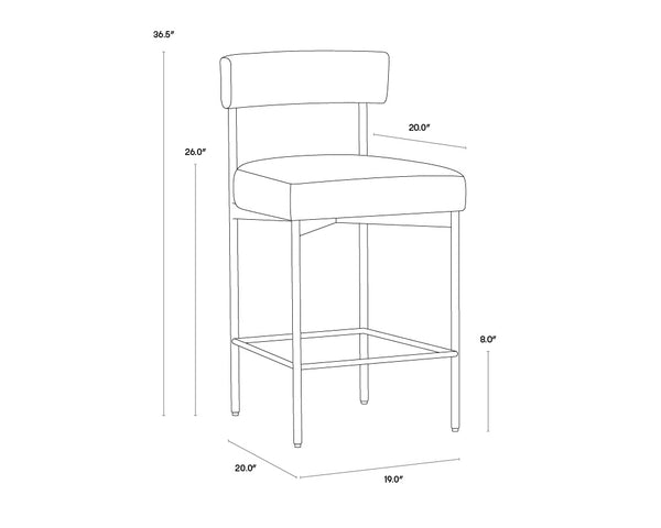 Sunpan Seneca Counter Stool - Modern Open Back Design with Stylish Steel Frame for Contemporary Spaces Antique Brass / Arena Navy