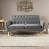 Christopher Knight Home® - Noble House - Bernice Petite Mid Century Modern Tufted Dark Grey Fabric Sofa