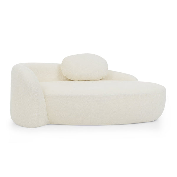 English Elm Modern Oval Boucle Lounge Chair Sculptural Integrated Armrest for Bedroom Living Room Beige W487P456129