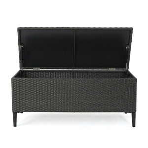 English Elm Rupert Outdoor Resin Wicker Storage Unit for Patio Pool Gear and Entertaining Essentials 62262.00GRY