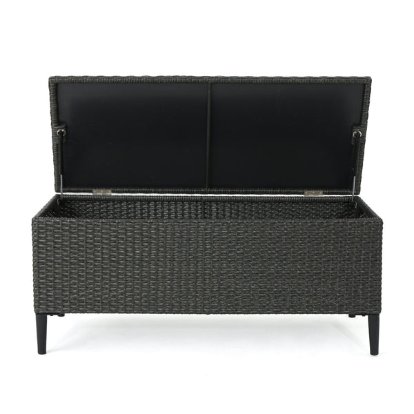 English Elm Rupert Outdoor Resin Wicker Storage Unit for Patio Pool Gear and Entertaining Essentials 62262.00GRY