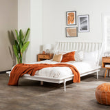 English Elm Walker Edison - Mid-Century Modern Solid Wood Queen Platform Bed Frame With Spindle Headboard - White