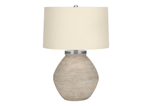 English Elm Lighting, 25" Contemporary Table Lamp In Cream Concrete With Beige Shade For Stylish Home Décor B2710P220130
