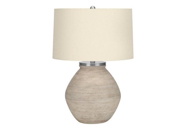 English Elm Lighting, 25" Contemporary Table Lamp In Cream Concrete With Beige Shade For Stylish Home Décor B2710P220130