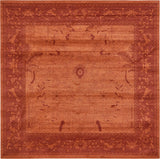 Unique Loom La Jolla Floral Machine Made Floral Rug Rust Red, Rust Red 7' 10" x 7' 10"