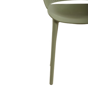 English Elm Gerald Outdoor Stackable Dining Chairs Uv Resistant Molded Plastic Patio Set of 2 Sage Green N776P390476G