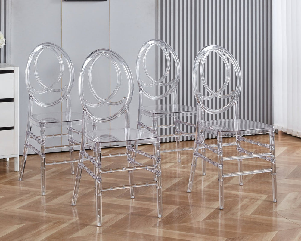 English Elm Wedding Chair Set Of 4 - Transparent Plastic Dining Chairs For Modern Events & Everyday Use W234P194518-GIGA